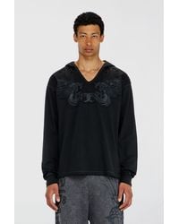 DIESEL - Hoodie With V-Neck And Embroidered Front - Lyst
