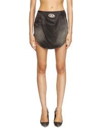 DIESEL - Mini-jupe en denim avec logo Oval D - Lyst