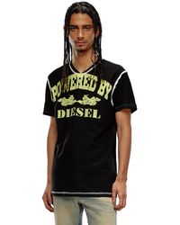 DIESEL - V-neck T-shirt In Inside-out Slub Jersey - Lyst