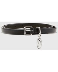 DIESEL - 1.5 Cm Slimleather Belt With Oval D Charm - Lyst