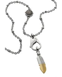 DIESEL Dx1204 Feather Pendant Stainless Steel Necklace - Multicolour