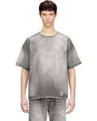 DIESEL - Denim T-Shirt With Trompe'Oeil Treated Effect - Lyst