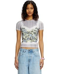 DIESEL - Stretch-T-Shirt Mit Trompe-'Oeil-Top - Lyst