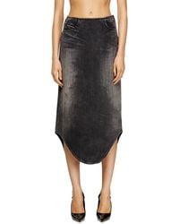 DIESEL - Denim Midi Skirt With Shadow Effect - Lyst