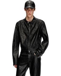 DIESEL - Denim Moto Jacket With Coated Front - Lyst