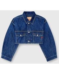 DIESEL - Cropped Oversized Denim Trucker Jacket - Lyst