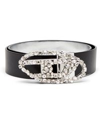 DIESEL - Reversible Leather Belt With Crystal Buckle - Lyst