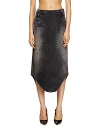 DIESEL - Denim Midi Skirt With Shadow Effect - Lyst