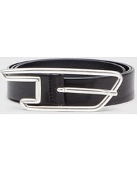 DIESEL - 3Cm Leather Belt With D-Logo Buckle - Lyst