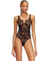 DIESEL - Body en dentelle camouflage avec plaque Oval D - Lyst
