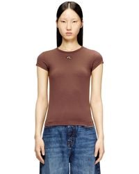 DIESEL - T-Shirt With Cut-Out Embroidered Logo - Lyst