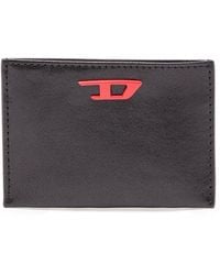 DIESEL - Leather Bi-fold Wallet With Red D Plaque - Lyst