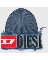 DIESEL - Denim Effect Beanie With Bold Patch Detail - Lyst