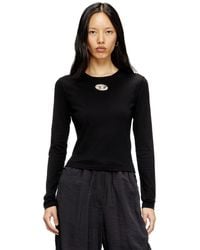 DIESEL - Top A Maniche Lunghe Con Oval D Cut-Out - Lyst