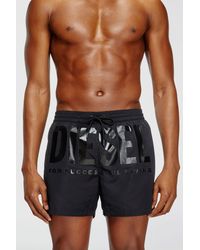 DIESEL - Mid-Length Swim Shorts With Maxi Logo - Lyst