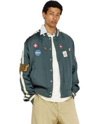 DIESEL - Satin Bomber Jacket With Patches - Lyst