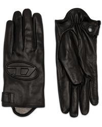 DIESEL - Leather Gloves With 3d Oval D Logo - Lyst