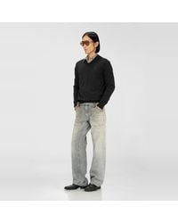 DIESEL - Cotton Knit V-Neck With Tonal Oval D Logo - Lyst