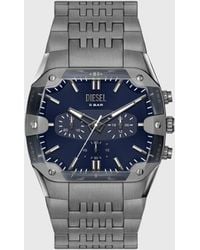 DIESEL - Spiked Cushion Gunmetal Stainless Steel Watch - Lyst