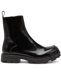 DIESEL - D-Hammer D-Logo Leather Chelsea Boots - Lyst