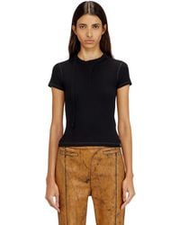 DIESEL - Rib-Jersey Top With Biker Neck Strap - Lyst