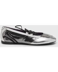 DIESEL - D-Mile-Metallic Lace-Up Ballet Flats - Lyst