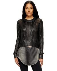DIESEL - Cable-Knit Jumper With Shiny Effect - Lyst