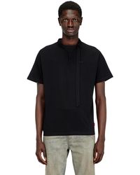 DIESEL - T-Shirt With Biker Neck Strap - Lyst