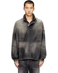 DIESEL - Denim Top With Mock Neck - Lyst