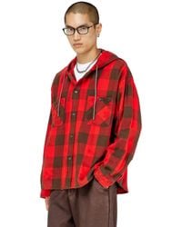 DIESEL - Distressed Hooded Shirt - Lyst