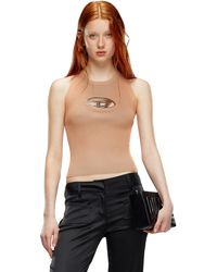 DIESEL - Cut-out Knit Top With Logo Plaque - Lyst