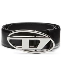 DIESEL - 4Cm Leather Belt With Oval D Buckle - Lyst