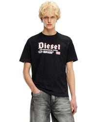 DIESEL - T-Shirt mit aufgeflocktem -Print - Lyst
