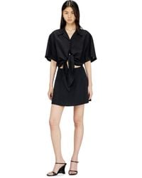 DIESEL - Linen-Blend Mini Dress With Waist Knot - Lyst