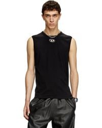 DIESEL T-Brico Faded Tank Top With Puffy Oval D in Black for Men
