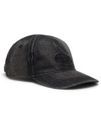 DIESEL - Denim Cap With Frayed Details And Embroidered Logo - Lyst