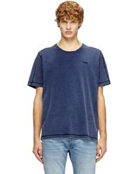 DIESEL - Distressed T-Shirt With Denim Effect - Lyst
