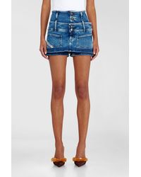 DIESEL - Denim Mini Skort With Double Waist - Lyst