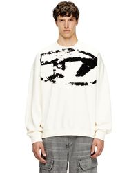DIESEL - Sweatshirt With Distressed Flocked Logo - Lyst