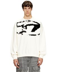 DIESEL - Sweatshirt With Distressed Flocked Logo - Lyst
