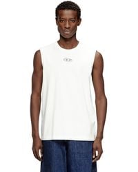 DIESEL - Cotton Tank Top With Metallic Oval D - Lyst
