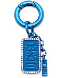 DIESEL - Metal Keyring With Logo And Rhinestones - Lyst