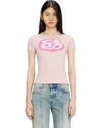 DIESEL - Slim T-Shirt With Graffiti-Effect Logo - Lyst