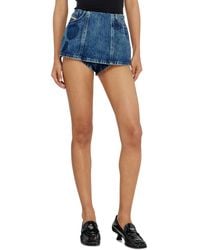 DIESEL - Denim Peplum Shorts With Shadow Patches - Lyst