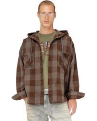 DIESEL - Distressed Hooded Shirt - Lyst