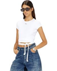 DIESEL - Ribbed T-Shirt With Wrap-Around Laces - Lyst