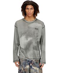 DIESEL - Long-Sleeve T-Shirt With Trompe L'Oeil Print - Lyst