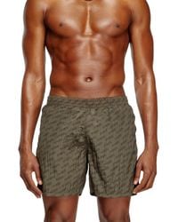DIESEL - Mid-Length Swim Shorts With All-Over Logo - Lyst