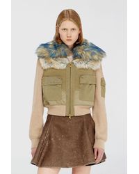 DIESEL - Bomber Jacket With Rib-Knit And Plush Trims - Lyst