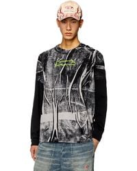 DIESEL - Long-sleeve T-shirt With Crease-effect Print - Lyst
